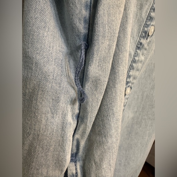 GAP Blue Midi Dress with Puff Sleeves and Mandarin Collar - Picture 4 of 9